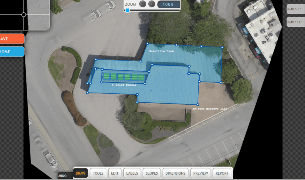 Ortho with overlay for roof report